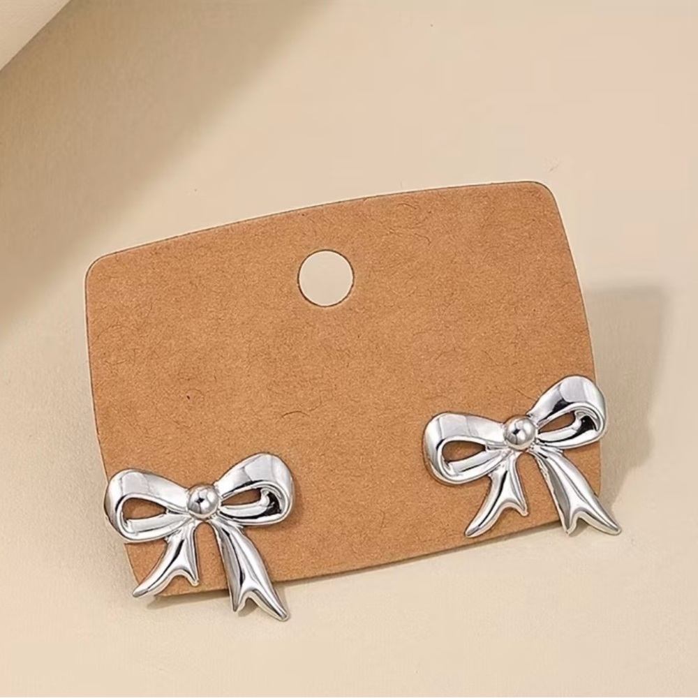 Silver Bow Earrings
